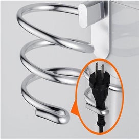 Listing 5 of 5 for Black Hair Dryer Holder Aluminum Wall Mounted Hair Dryer Holder Cable Rack For