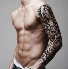 Listing 3 of 5 for 12 Sheets Full Arm Temporary Tattoo Men Full Sleeve Lion Tribal Dragon Maori T