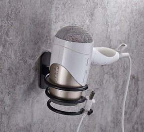 Listing 2 of 5 for Black Hair Dryer Holder Aluminum Wall Mounted Hair Dryer Holder Cable Rack For