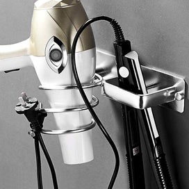 Listing 3 of 5 for Hair Dryer Holder Hair Dryer Holder With Cable Holder For Drilling Chrome/blac