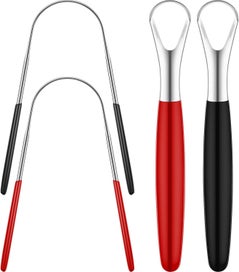 Listing 1 of 5 for 4 Pieces Tongue Scraper Set Bad Breath Reduction Stainless Steel Tongue Clea