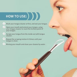 Listing 5 of 5 for 4 Pieces Tongue Scraper Set Bad Breath Reduction Stainless Steel Tongue Clea