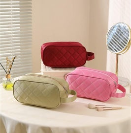 Listing 5 of 5 for Pink Color Women's Makeup Bag With Handle Large Capacity