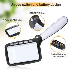 Listing 5 of 5 for Rectangular Reading Magnifier With 5 Led Lights 2x Magnification Suitable Fo