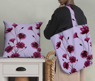 Listing 5 of 6 for Soimoi Pink Fabric - By the Yard - 54 Inch Wide - Florals Print Fabric -