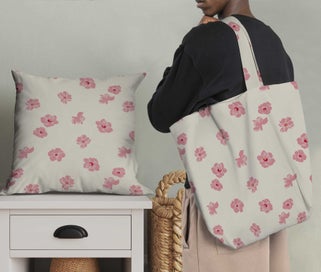 Listing 5 of 6 for Soimoi Pink Fabric - By the Yard - 54 Inch Wide - Florals Print Fabric -