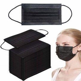 Listing 3 of 4 for Black Face Mask 100pcs Disposable Masks Breathable 3 Layer Non-woven Fabric Ma