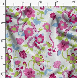 Listing 2 of 6 for Soimoi Pink Fabric - By the Yard - 54 Inch Wide - Florals Print Fabric -