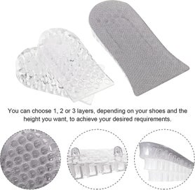 Listing 2 of 5 for 2 Pairs Heel Insert Height Increase Insole Invisible Silicone Insole 3 Layer H