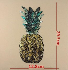 Listing 3 of 5 for 1 Pack Large Pineapple Iron-on Patches Fruit Sequins Embroidered Appliques S