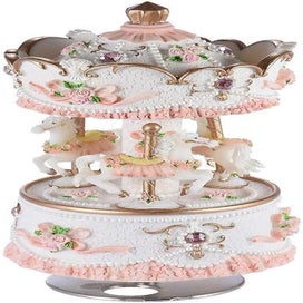 Listing 2 of 5 for Music Boxes For Girls 3 Rotating Horses Windup Melody Castle In The Sky Color