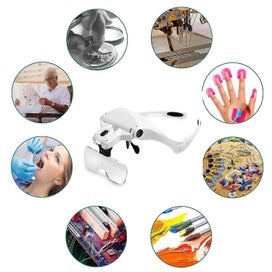 Listing 3 of 3 for Hands-free Magnifier With 2 Led Lights 5 Interchangeable Lenses 1.0x To 3.5x
