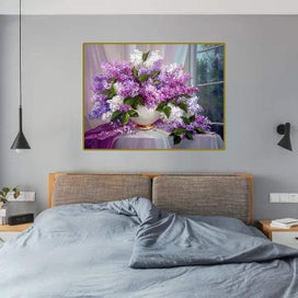 Listing 2 of 2 for Diy 5d Diamond Painting Flower Kits For Adults Purple Lilac Flowers Floral F