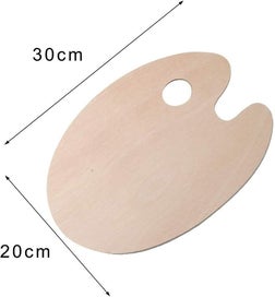 Listing 2 of 5 for 1 X Wooden Palette With Thumb Holes For Oil Acrylic And Watercolor Paints 300