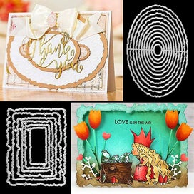 Listing 3 of 5 for 2pcs Cutting Dies Template Shaped Ellipse And Rectangle Set Metal Embossing Fo