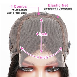 Listing 4 of 9 for Brazilian Front Human Hair Short Bob Wig Pre Plucked Natural Color 4x4 Part L...