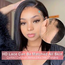 Listing 3 of 6 for Bone Straight Front Wigs For Women Short Bob 13x4 HD Lace Frontal Glueless Wi...