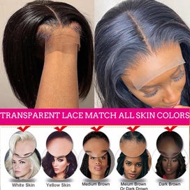 Listing 6 of 6 for Bone Straight Front Wigs For Women Short Bob 13x4 HD Lace Frontal Glueless Wi...