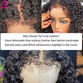 Listing 4 of 6 for Kinky Curly Edged Short 13x4 Transparent Lace Front Wigs For Women Human Hair...