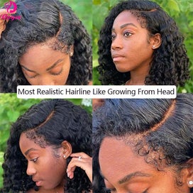 Listing 6 of 6 for Kinky Curly Edged Short 13x4 Transparent Lace Front Wigs For Women Human Hair...