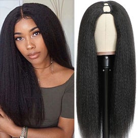 Listing 1 of 7 for Kinky U 10-30 Inch V Part Yaki Straight Synthetic Hair Wig For Women Daily Us...