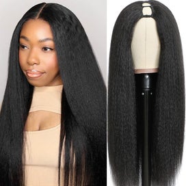 Listing 4 of 7 for Kinky U 10-30 Inch V Part Yaki Straight Synthetic Hair Wig For Women Daily Us...