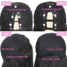 Listing 7 of 7 for Kinky U 10-30 Inch V Part Yaki Straight Synthetic Hair Wig For Women Daily Us...