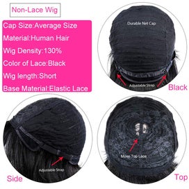 Listing 3 of 5 for Short Straight Wigs Natural Color Brazilian Remy Pixie Cut Cheap Human Hair W...