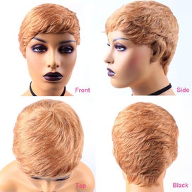 Listing 1 of 5 for Short Straight Wigs Natural Color Brazilian Remy Pixie Cut Cheap Human Hair W...