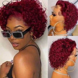Listing 4 of 6 for Pixie Cut HaiShort Curly Front Human Hair For Women Brazilian Water Wave Bob ...