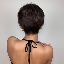 Listing 4 of 5 for Short Pixie Cut Dark Brown Synthetic Wigs Natural Straight Layered Wig with F...