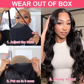 Listing 3 of 6 for Glueless Ready To Wear And Go Preplucked Wigs Brazilian Body Wave 13x6 HD Lac...