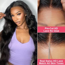 Listing 6 of 6 for Glueless Ready To Wear And Go Preplucked Wigs Brazilian Body Wave 13x6 HD Lac...