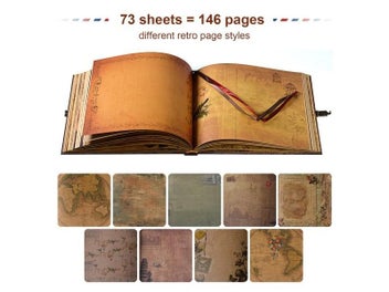 Listing 6 of 15 for 146 Page DIY Handmade Photo Album Scrapbook Our Adventure Book Retro Kraft
