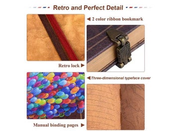 Listing 8 of 15 for 146 Page DIY Handmade Photo Album Scrapbook Our Adventure Book Retro Kraft