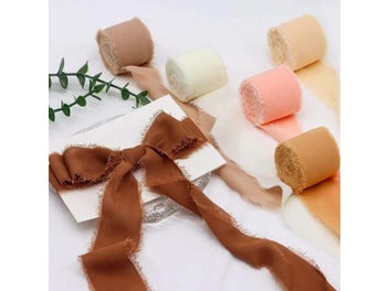 Listing 5 of 10 for 4CM*5M Handmade Satin Chiffon Silk Ribbon For Wedding Invitation Bouquets Party