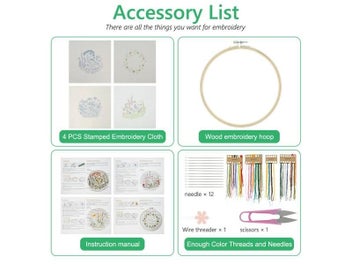 Listing 5 of 8 for Embroidery Starter Kit Full Range With Embroidery Hoop And Pattern Instructions
