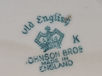 Listing 6 of 7 for 6 Vintage English Bone China Johnson bros plates white with gold rim