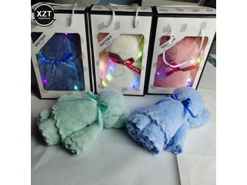 Listing 6 of 9 for 30x30cm Coral Velvet Fleece Cute Bear Hand Towel Handkerchief Towels Absorbent