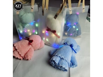 Listing 7 of 9 for 30x30cm Coral Velvet Fleece Cute Bear Hand Towel Handkerchief Towels Absorbent