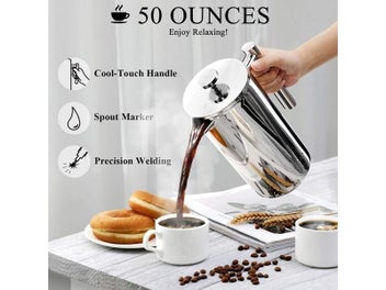 Listing 5 of 10 for French Press Coffee Maker Stainless Steel Percolator Pot Double Wall Large