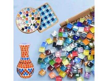 Listing 4 of 10 for 50pcs Mixed Color Square Crystal Mosaic Tiles DIY Hobbies Children Handmade Art