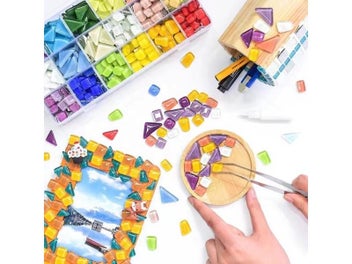 Listing 6 of 10 for 50pcs Mixed Color Square Crystal Mosaic Tiles DIY Hobbies Children Handmade Art