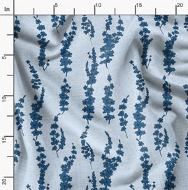 Listing 2 of 6 for Soimoi Velvet Blue Fabric By the Yard - 54 Inch Wide - Florals, Leaves Print