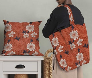 Listing 5 of 6 for Soimoi Velvet Blue Fabric By the Yard - 54 Inch Wide - Florals, Leaves Print