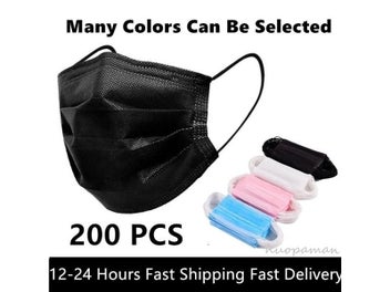 Listing 3 of 10 for 10-200pcs Black 3 Layer Non Woven Disposable Face Masks Anti Dust Breathable