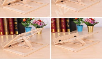 Listing 4 of 5 for 1pc Student Reading Rack Wooden Reading Holder Desktop Book Stand wood Color