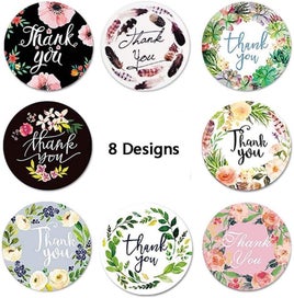 Listing 2 of 7 for NEW 500pcs/Roll Thank You Stickers with 8 Floral Designs Labels