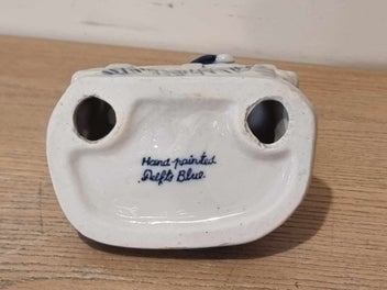 Listing 6 of 10 for Vintage Delft Holland Blue & White Porcelain Boy & Girl Seated figurine