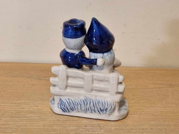 Listing 10 of 10 for Vintage Delft Holland Blue & White Porcelain Boy & Girl Seated figurine